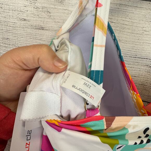 Liz Claiborne Plus Size White Colorful Floral Swimsuit Top Size 22W - Picture 3 of 10